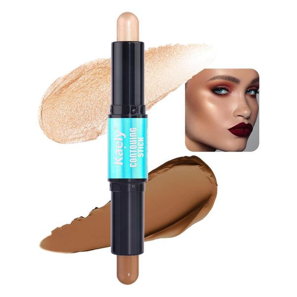 Kaely 2in1 Cream Bronzer Highlighter Stick,Face Shaping Contouring Sticks,Cheek Contour Highlight Palette Kit,maquillaje contorno en crema Bronzing Foundation Stick,Face Brightens & Shades Makeup,05