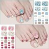 8Sheets Glitter Toe Nail Stickers Decals Spring Summer Flower Nail Polish Strips Self-Adhesive Marble Design Gel Nail Strips Decals Supplies Semi Cured Toenail Wraps Polish Stickers Women DIY Manicure