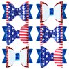 Whaline 4th of July Bow Hair Clips 6pcs Glitter American Flag Barrette Hair Bow Patriotic Stars and Stripes Hairgrips Baby Girls Women Hair Accessories for Independence Day Memorial Day