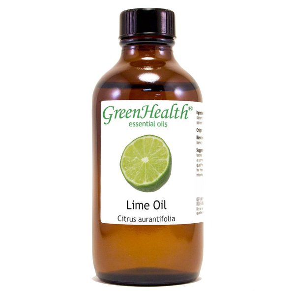 Lime – 4 fl oz (118 ml) Glass Bottle w/Cap – 100% Pure Essential Oil – GreenHealth