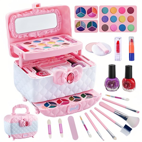 O'rengela Kids Makeup Kit for Girls Gift - Washable Pretend Play Beauty Set Toys with Cosmetic Case Birthday for Little Girls (Purple)