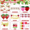 Strawberry First Birthday Party Decoration Pack for Girls Sweet One Shortcake Party Supplies 84 Pcs (Backdrop, Tablecloth, Banner, Crown, Cupcake Toppers, Honeycomb Decor, Balloons) (Sweet One)