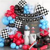 MEETINGU Black and White Checkered Flags and Race Car Happy Birthday Banner, Racing Checkered Flag Banner Race Car Birthday Party Decorations for Kids Boys Birthday Baby Shower Home Decorations