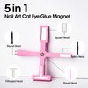 Gellen 5 in 1 Cat Eye Magnet for Nails, Multi-function Strong Magnetic Nail Tools,3D Cat Eye Gel Nail Polish Wand Stick Tools Accessories for Nail Art, Salon, Manicure (Pink)