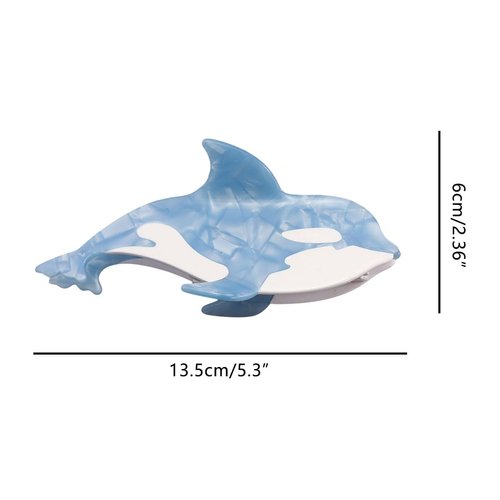 Ocean Killer Whale Hair Clip,Acetate Hair Claw,Small Hair Clips for Women,Light Blue