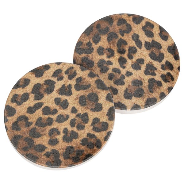 Animal Leopard Print 2.75 x 2.75 Absorbent Ceramic Car Coasters Pack of 2