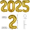 Huge Gold 2025 New Year Balloons 40 Inch 2025 Gold Mylar Foil Helium Number Balloons 2025 Christmas New Year Eve Graduation Party Decorations Supplies