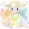 Hopearl LED Musical Stuffed Lamb Lighting Up Sheep Singing Plush Toy Adjustable Volume Lullaby Animated Soothe Birthday Gifts for Kids Toddler Girls, Beige, 11''