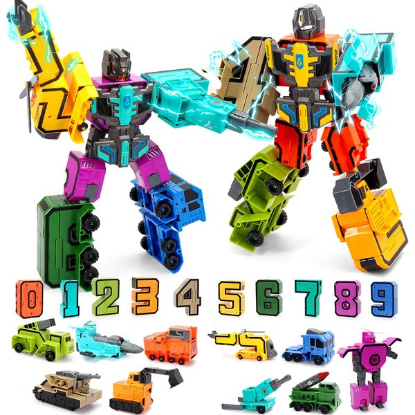 Number Robot Blocks Toys for Kids, Number Bots Transformers Preschool Alphabet Learning Toys, 10Pcs Toddlers Education Math Autism STEM Toys for Ages 3-5, Classroom Rewards Christmas Birthday Gifts