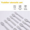 Muulaii 12 Pcs Kids Spoons and Forks Toddler Utensils Plastics Reusable Silverware Baby Cutlery Set Feeding Dinnerware Utensils BPA Free Microwave Dishwasher and Freezer Safe- Grey