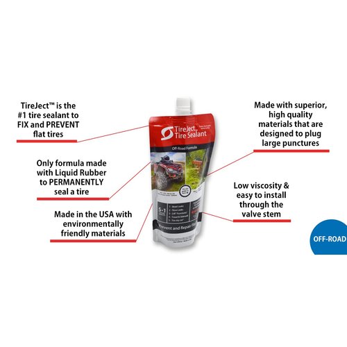 TireJect Tire Sealant Refill (10oz Pouch) - Flat Tire Repair - Fix & Prevent Flat Tires - ATV UTV SxS Lawn Mower Golf Cart Tractor