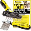 ShedTitan Dematting Tool for Dogs & Cats - 2 PC Set - Undercoat Rake & Dematting Comb for Dogs Doodles, Poodle - Detangler Shedding Brush for Matted Hair - Husky, Pyrenees, Persian Cat, Retriever