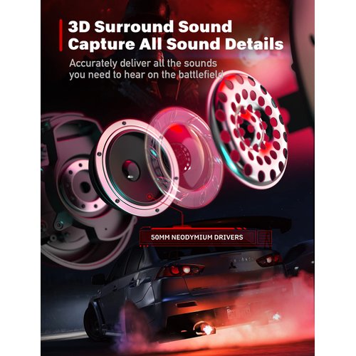 Gaming Headset for PS5 PS4 PC, Gaming Headphones with Noise Cancelling Mic, Wired Gamer Headsets for Computer Laptop Mac Nintendo NES Games