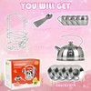 Timy Kids Tea Party Set 14pcs for Girls, BPA Free Stainless Steel Tea Set Pretend Kitchen Toys