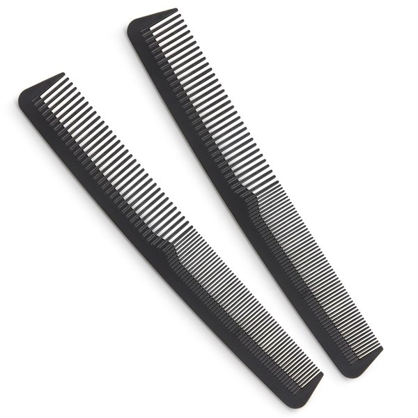 Professional Grade Styling Comb Set - 2 Pack Premium Carbon Fiber 7" Comb - Heat Resistant, Fine and Wide Tooth, Anti Static - Salon Quality Hair Styling Accessories for Home or Barber