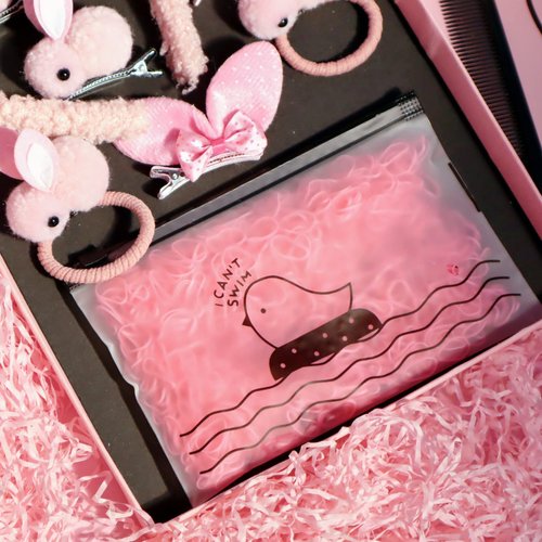 Lovely Simulation Rabbit Hair Ties, Hair Scrunchies For Girls Elastic Ponytail Holders Rubber Band For Hair, Kid Hair Clip,Headbands,Hair Accessories Set For Baby and Kids 1011PCS (Pink)