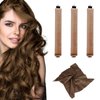 Hair Curling Rods 3PCS Jumbo Velvet Hair Curler Set Heatless Hair Roller Rods with Silk Headscarf for Women Hair Curling Volume Hair Blow out Hair Style Khaki