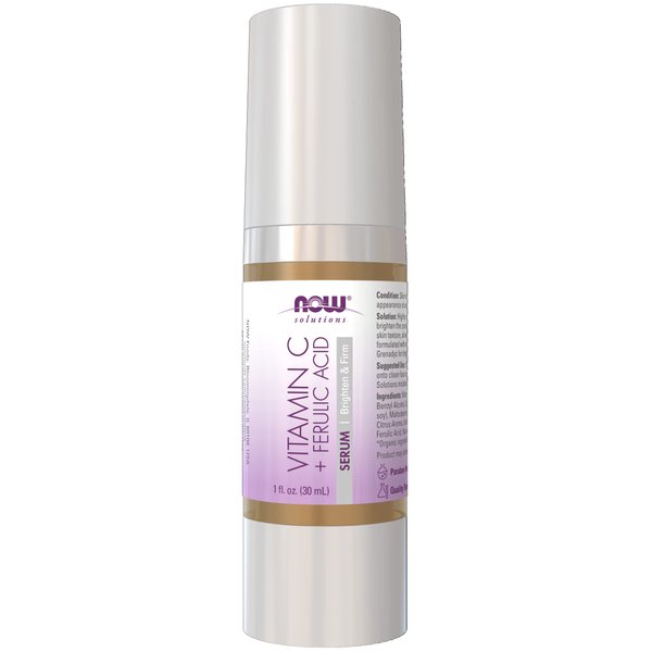 NOW Solutions, Vitamin C Serum Plus Ferulic Acid, Skin Brightening and Tightening, Highly Concentrated, 1-Ounce