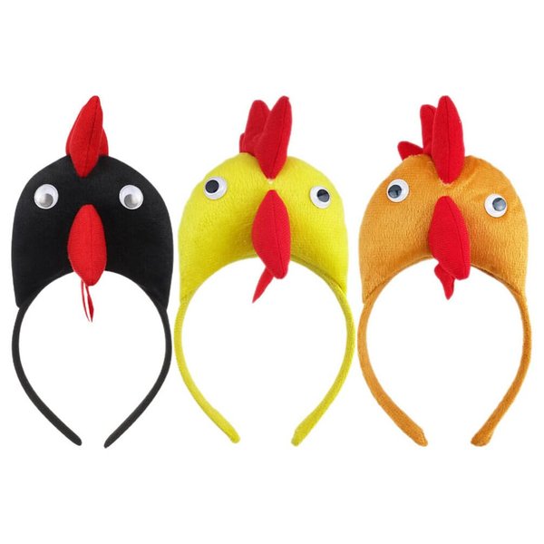 WRITWAA 3Pcs Chicken Hair Hoop, Easter Headbands Cartoon Rooster Hair Bands for Halloween Decorations, Animals Ears Headdress Cute Headbands for Cosplay Party