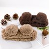YISSION 2PCS Bear Ears Spa Headband No Slip Head Band for Face Wash Makeup Skincare Facial Headband Elastic Hair Band Carol Fleece Headbands for Women Girls (Brown Coffee)