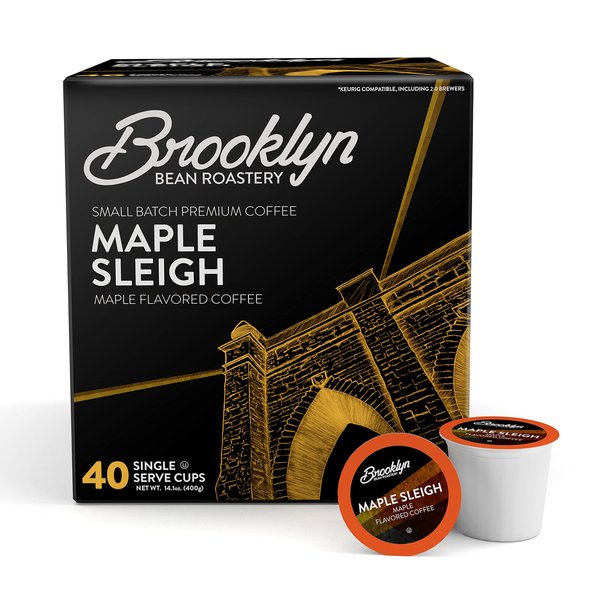 Brooklyn Beans Maple Sleigh Gourmet Coffee Pods, Compatible with 2.0 Keurig K Cup Brewers, 40 Count