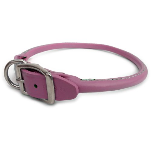 Auburn Leathercrafters Round - Rolled Dog Collar 1x22 PINK