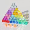 KOAICS Rainbow Crystal Acrylic Cubes Children Learning Color Light Shadow Toy, Stacking Gem Blocks Sensory Building Blocks for Kids(48PCS)…