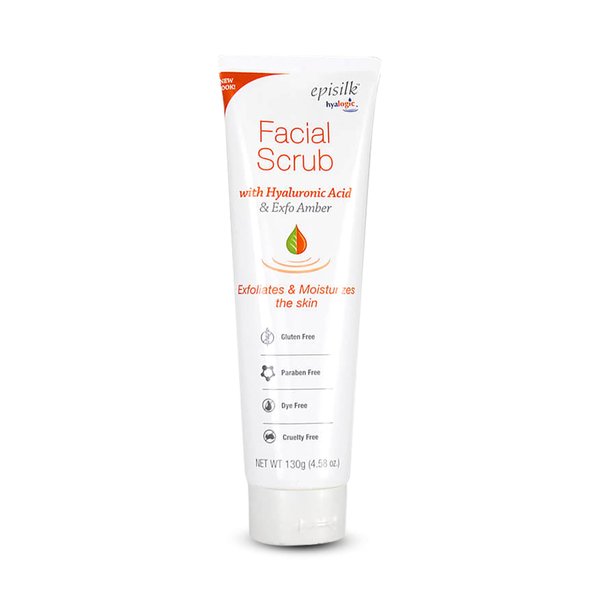 Hyalogic Episilk Facial Scrub - Gentle Face Wash With Exfoliating, Deep Cleansing Exfo Amber & Hydrating Hyaluronic Acid - Daily Makeup Remover with Skin Hydrating Benefits - Enhanced Skin Care - 130g