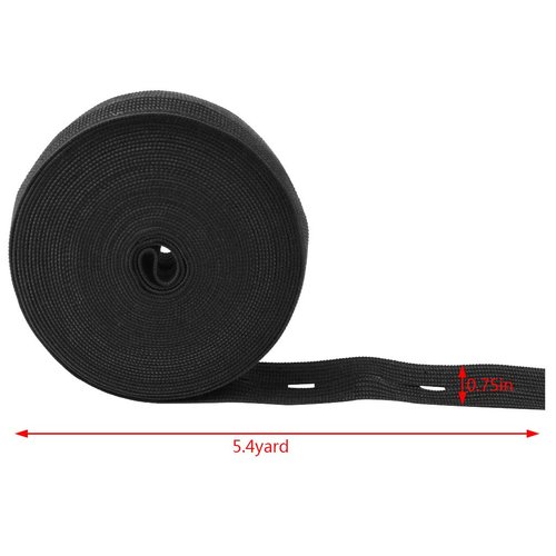 Yookat 4 Rolls Elastic Band with Holes Elastic Band Button Elastic Button Holes Sewing Elastic Bands with Buttonhole and 100Pcs 18mm Black Resin Button (black and white, 3/4 inch)