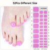 DUKASOU Semi Cured Gel Pedicure Strips, 32 Solid Color Gel Toenail Stickers Full Nail Wraps for Women Girls Kids, Includes Prep Pads, Nail File & Wood Stick(Plum Jam)