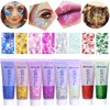 BeeYoYe Purple Body Glitter,Face Glitter Gel,Mermaid Sequins Liquid Holographic,Face Eye Lip Hair Music Festival Rave Accessories Makeup,Sparkling Body Glitter Gel for Women,50m