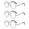 EYE ZOOM 3 Pack Metal Frame Round Reading Glasses with Spring Hinge (Gunmetal, +1.75 Strength)