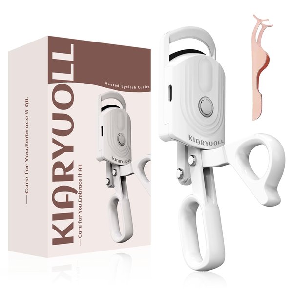 KIARYUOLL Heated Eyelash Curler Rechargeable Electric Hot Lash Therapy Lash Lifter Clamp for Preppy Makeup Gift Makeup Trending Plastic Material (Colour White)