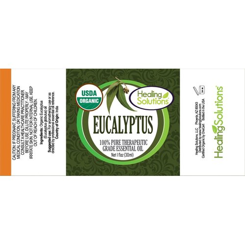 Healing Solutions Oils - 1 oz Eucalyptus Essential Oil Organic, Pure, Undiluted Eucalyptus Oil for Hair Diffuser Skin - 30ml - Eucalyptus Essential Oil Therapeutic Grade - Aromatherapy Oils
