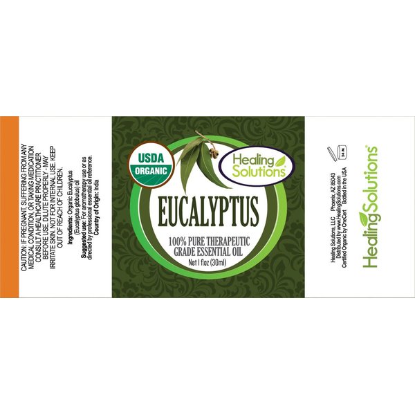 Healing Solutions Oils - 1 oz Eucalyptus Essential Oil Organic, Pure, Undiluted Eucalyptus Oil for Hair Diffuser Skin - 30ml - Eucalyptus Essential Oil Therapeutic Grade - Aromatherapy Oils