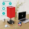 cozoo USB Bedside Table Desk Lamp with 2 USB Charging Ports and 2 Outlets Power Strip,Dimmable Table Lamp with White Fabric Shade, LED Light for Bedroom/Nightstand (Red)