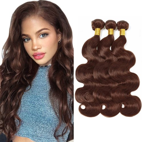 Chocolate Brown Bundles Human Hair Color #4 Body Wave Bundles Brazilian Unprocessed Virgin Human Hair 3 Bundles 28 28 28 Inch Reddish Brown Bundles Hair Weave