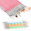 20pc Nail Art Painting Brush Pen Tools Kit UV Gel Building Drawing Linering Brushes Set Mandala Nail Dotting Pens (Pink)