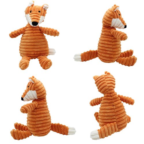 Ranvi Durable Interactive Plush Dog Chew Toys Cute Stuffed Dog Toy with Crinkle Paper, Chew Toys Make Funny Sounds, Suitable for Puppies and Medium-Sized Dogs(Fox)