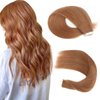 Sassina Semi-permanent Tape in Human Hair Extensions 20pcs 50g Silky Straight Human Hair Extensions Light Auburn Color Invisible Seamless Reusable Tape in Hair Extensions 30# 20 Inch