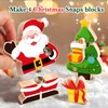 HUZU Christmas Snap Together Building Blocks Toy, Santa, Reindeer, Snowman, Christmas Tree Take Apart Characters, 3 4 5 6 7 8 Years Old Kids Wooden Puzzle, STEM Fine Motor Skill Christmas