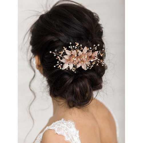 SWEETV Bridal Wedding Hair Comb Handmade Wedding Hair Accessories for Brides Wedding Hair Piece Headpiece for Brides Bridesmaid
