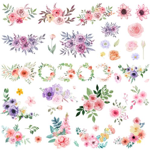 Everjoy Flowers Temporary Tattoos Stickers, Watercolor Roses, Peony, Daisy, Botanical Body Art Fake Tattoos for Women, Girls and Kids - 20 Pcs