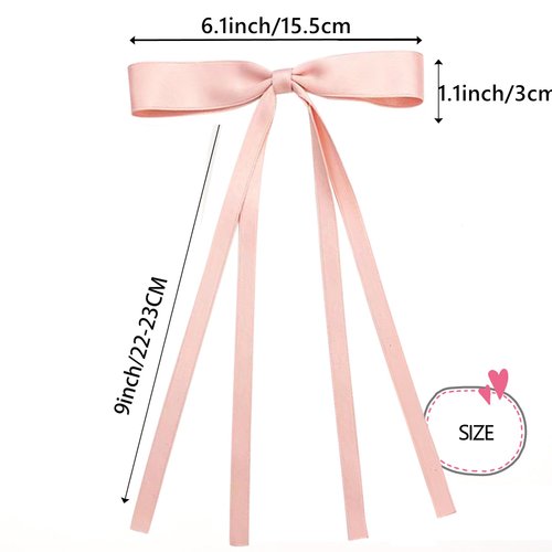 4Pack Satin Hair Bow Clips with Long Tail, Bowknot Ribbon Tassel Hair Clip, Bridal Hair Accessories Gift for Women Girls