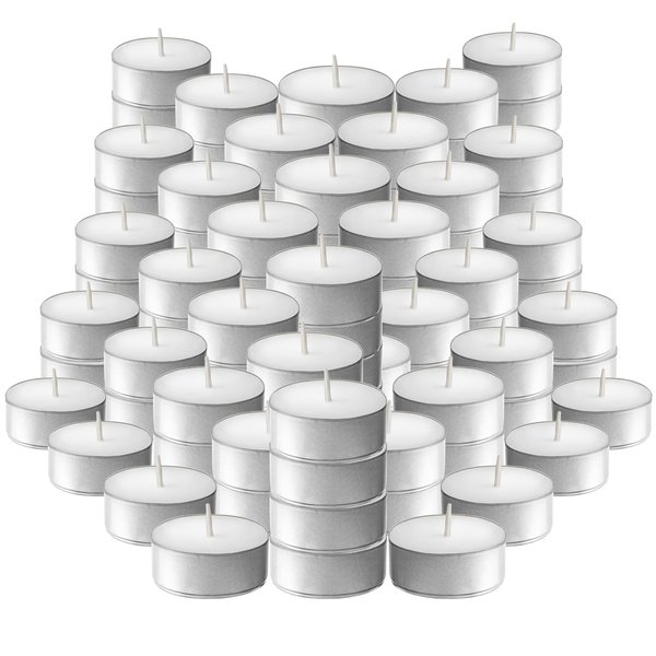 L'ner Tea Light Candles – Set of 100 Unscented Tea Lights – Burns Aprx. 3.5 Hour – Party & Ambience Candles – Restaurant Decorations