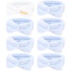 Semato Bachelorette Party Favor Set Bride Spa Headband Bride Headband and Bridesmaid Headband Skincare Headbands for Women Cute Bow Head Bands Party Supplies (1 bride+ 7 blue)