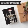 Ritzy Rose 24 Skeleton Christmas Cards in 4 Fun Holiday Illustrations + Envelopes