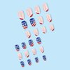 4th of July Press on Nails Short Almond Shape Fake Nails Independence Day Glue on Nails Glossy Red White French Tip Full Cover False Nails Star American Flag Artificial Nails for women Girls 24Pcs