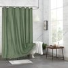 Seasonwood Boho Green Shower Curtain for Bathroom 72 X 72 Inches Textured Vertical Stripe Tassel Shower Curtain Farmhouse Minimalist Cute Shower Curtain Green