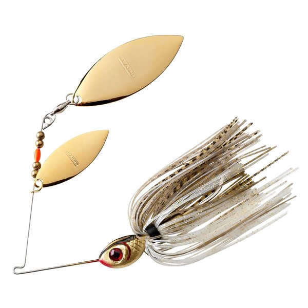 BOOYAH Blade Spinner-Bait Bass Fishing Lure, Gold Shiner, Double Willow (3/8 oz)